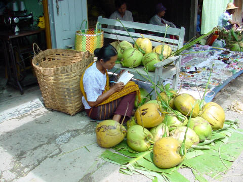 Yangon coconut vendor- Click For Full-Size Photo