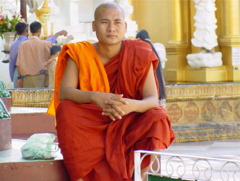 Monk at Shwedagon Pagoda- Click For Full-Size Photo