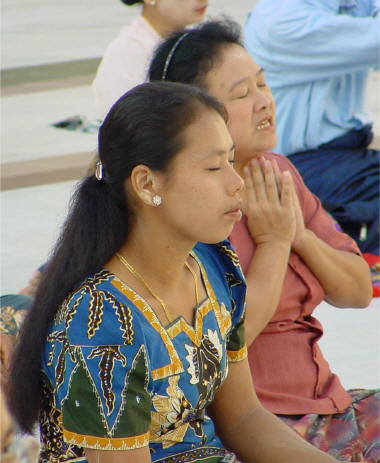 Prayer at Shwedagon Temple - Click For Full-Size Photo