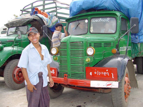 Truckers at Yangon River shipping docks- Click For Full-Size Photo
